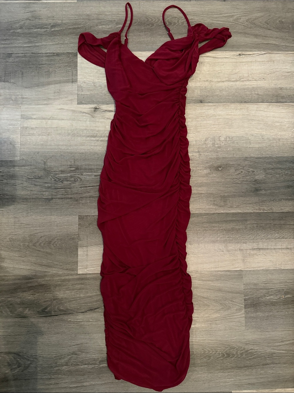 SHEIN Ruched Maxi Dress in Red Size Small Like New